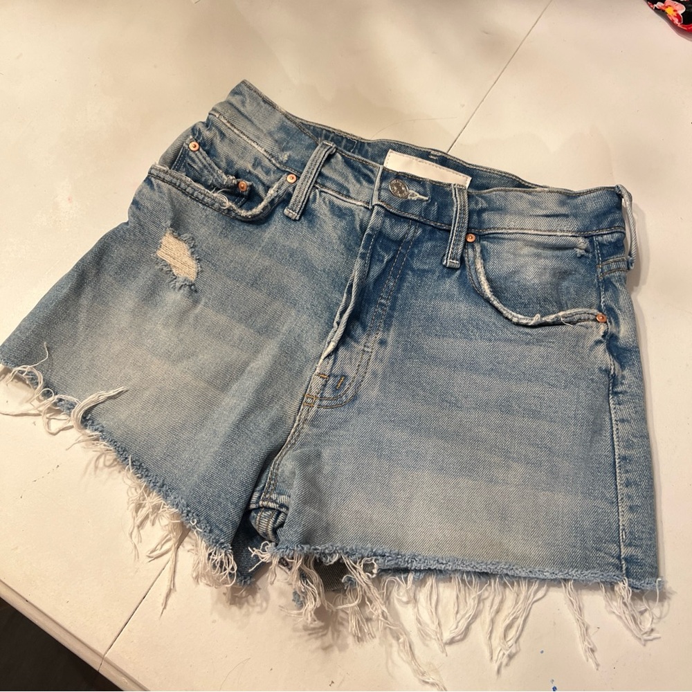 MOTHER Light Blue Distressed Denim Cutoff Shorts - Women